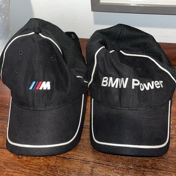 2-Black BMW Power M Lifestyle Race Racing Driving Baseball Golf Cap Hats Velcro - Picture 1 of 2